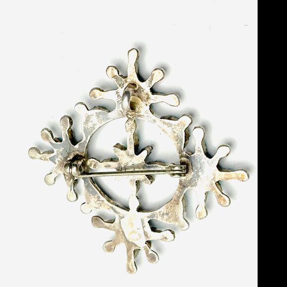 Vintage Signed Zuni Petit Point Pin-Pendant — Sleeping Beauty Turquoise & Silver - Picture 8 of 10